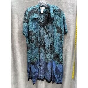 Vintage Open Front Duster Jacket Women's 14 Floral Paisley Artsy Boho Whimsigoth